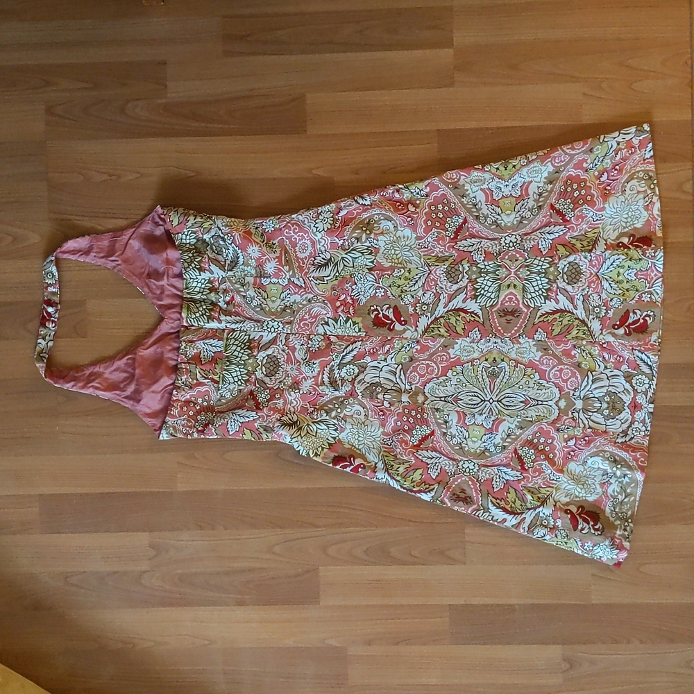 Ann Taylor Pink & Green Floral Aline Halter Dress Size 4 - Picture 3 of 10